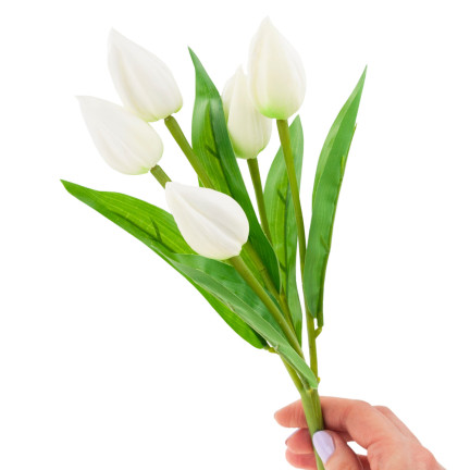 CV26806-1 TULPENSTRAUSS WEISS SCHÖN WIE LEBEN SCHAUMTULPEN KÜNSTLICH