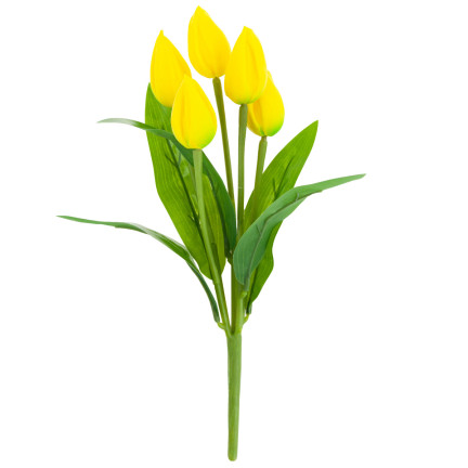 CV26806-3 TULPE GROSSER TULPENSTRAUSS X5 KUNSTBLUMEN TULPEN IM STRAUSS GELB