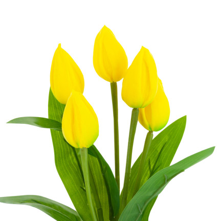 CV26806-3 TULPE GROSSER TULPENSTRAUSS X5 KUNSTBLUMEN TULPEN IM STRAUSS GELB