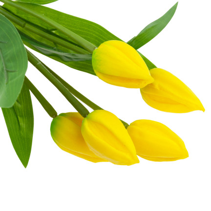 CV26806-3 TULPE GROSSER TULPENSTRAUSS X5 KUNSTBLUMEN TULPEN IM STRAUSS GELB
