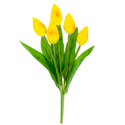 CV26806-4 Frothy TULIPS X5 YELLOW ARTIFICIAL TULIPS IN A BUNCH