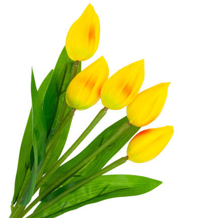CV26806-4 Frothy TULIPS X5 YELLOW ARTIFICIAL TULIPS IN A BUNCH