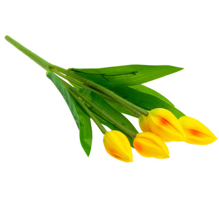 CV26806-4 Frothy TULIPS X5 YELLOW ARTIFICIAL TULIPS IN A BUNCH