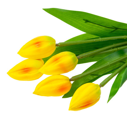 CV26806-4 Frothy TULIPS X5 YELLOW ARTIFICIAL TULIPS IN A BUNCH