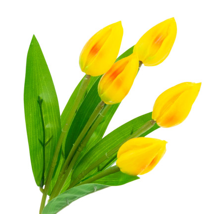 CV26806-4 Frothy TULIPS X5 YELLOW ARTIFICIAL TULIPS IN A BUNCH