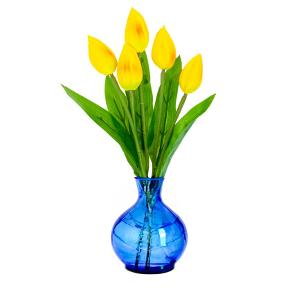 CV26806-4 Frothy TULIPS X5 YELLOW ARTIFICIAL TULIPS IN A BUNCH
