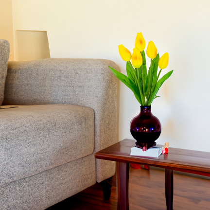 CV26806-4 Frothy TULIPS X5 YELLOW ARTIFICIAL TULIPS IN A BUNCH