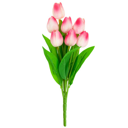CV26807-8 Frothy TULIPAN BUNCH X7 dew ARTIFICIAL TULIPS IN A BUNCH
