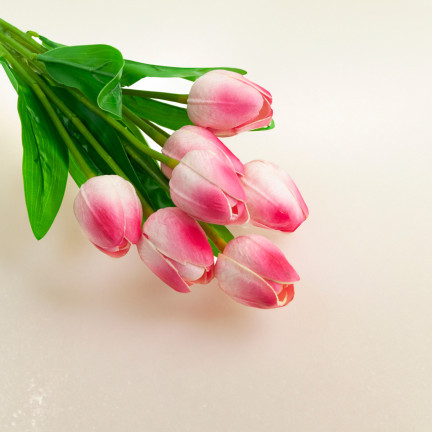 CV26807-8 Frothy TULIPAN BUNCH X7 dew ARTIFICIAL TULIPS IN A BUNCH