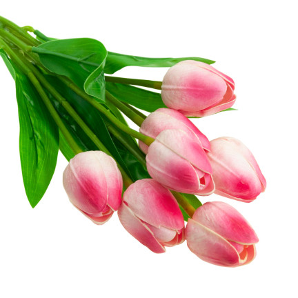 CV26807-8 Frothy TULIPAN BUNCH X7 dew ARTIFICIAL TULIPS IN A BUNCH