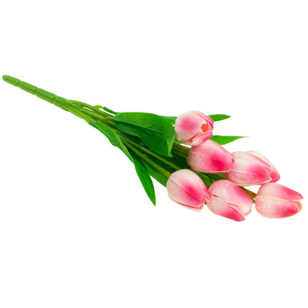 CV26807-8 Frothy TULIPAN BUNCH X7 dew ARTIFICIAL TULIPS IN A BUNCH