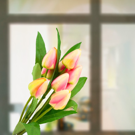 CV26813-4 TULPE GROSSER TULPENSTRAUSS X9 KUNSTBLUMEN TULPEN IM STRAUSS ROSA