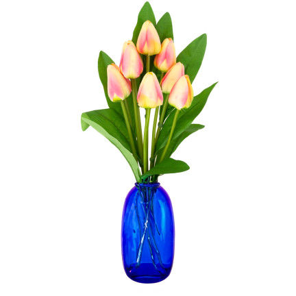 CV26813-4 TULPE GROSSER TULPENSTRAUSS X9 KUNSTBLUMEN TULPEN IM STRAUSS ROSA