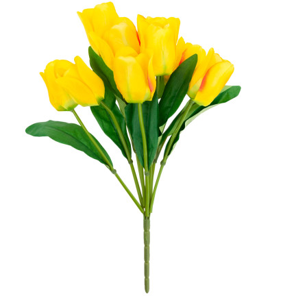 CV26815-2 GROSSER TULPENSTRAUSS X9 GELBE KÜNSTLICHE TULPEN IN EINEM STRAUSS