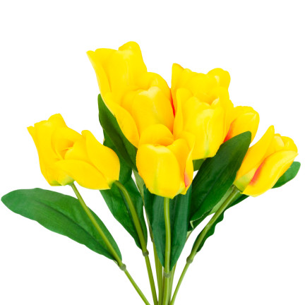 CV26815-2 GROSSER TULPENSTRAUSS X9 GELBE KÜNSTLICHE TULPEN IN EINEM STRAUSS