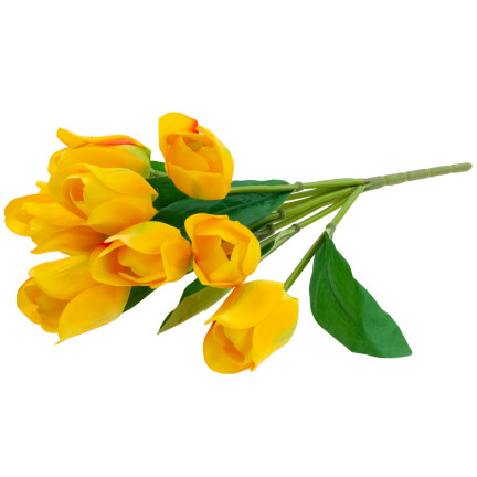 CV26815-2 GROSSER TULPENSTRAUSS X9 GELBE KÜNSTLICHE TULPEN IN EINEM STRAUSS