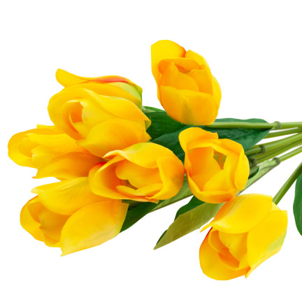 CV26815-2 GROSSER TULPENSTRAUSS X9 GELBE KÜNSTLICHE TULPEN IN EINEM STRAUSS