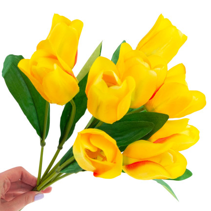 CV26815-2 GROSSER TULPENSTRAUSS X9 GELBE KÜNSTLICHE TULPEN IN EINEM STRAUSS