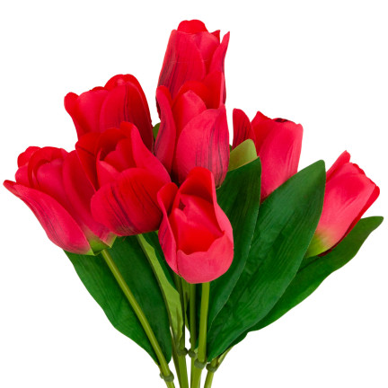 CV26815-8 GROSSER TULPENSTRAUSS X9 ROTE KÜNSTLICHE TULPEN IN EINEM STRAUSS