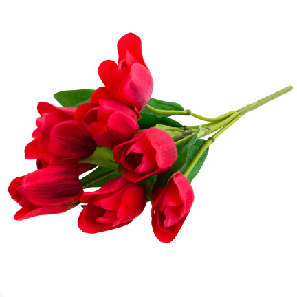 CV26815-8 GROSSER TULPENSTRAUSS X9 ROTE KÜNSTLICHE TULPEN IN EINEM STRAUSS