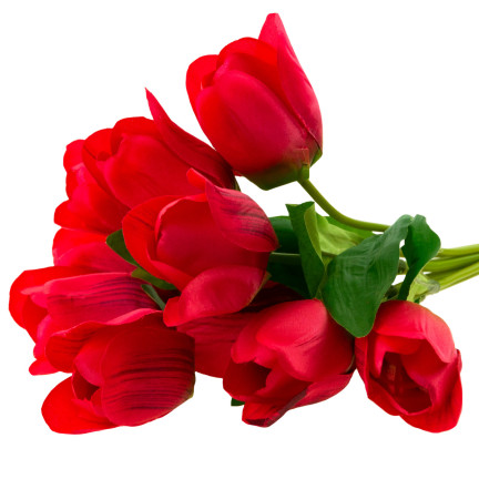 CV26815-8 GROSSER TULPENSTRAUSS X9 ROTE KÜNSTLICHE TULPEN IN EINEM STRAUSS