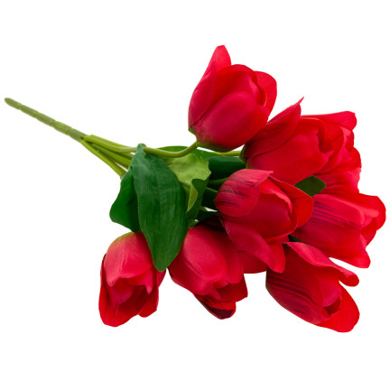 CV26815-8 GROSSER TULPENSTRAUSS X9 ROTE KÜNSTLICHE TULPEN IN EINEM STRAUSS