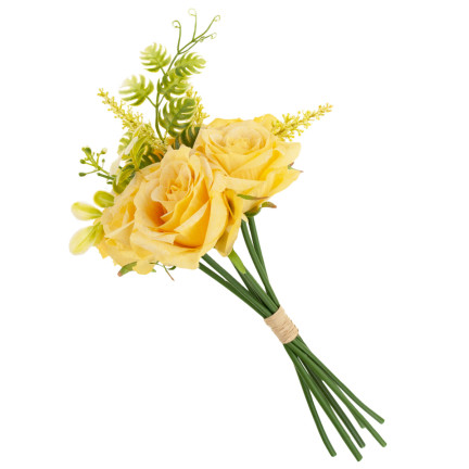 CV26932-2 STRAUSS ROSEN KÜNSTLICHE BLUMEN 6PCS SCHÖNE DICHTE ROSEN IN EINEM STRAUSS GELB WIE EIN LIVE-EIN
