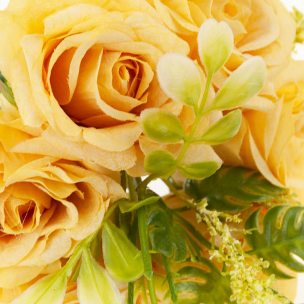 CV26932-2 STRAUSS ROSEN KÜNSTLICHE BLUMEN 6PCS SCHÖNE DICHTE ROSEN IN EINEM STRAUSS GELB WIE EIN LIVE-EIN