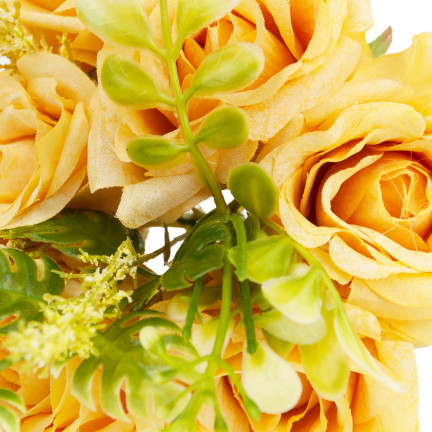 CV26932-2 STRAUSS ROSEN KÜNSTLICHE BLUMEN 6PCS SCHÖNE DICHTE ROSEN IN EINEM STRAUSS GELB WIE EIN LIVE-EIN
