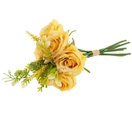 CV26932-2 STRAUSS ROSEN KÜNSTLICHE BLUMEN 6PCS SCHÖNE DICHTE ROSEN IN EINEM STRAUSS GELB WIE EIN LIVE-EIN
