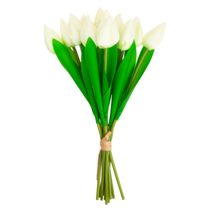 CV27025-1 TULPEN STRAUSS SCHÖN WIE LEBEN TULPE BLUMEN WEISS 12 BLUMEN