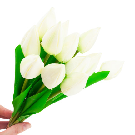 CV27025-1 TULPEN STRAUSS SCHÖN WIE LEBEN TULPE BLUMEN WEISS 12 BLUMEN