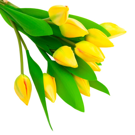 CV27025-3 GROSSER TULPENSTRAUSS X12 GELBE KUNSTBLUMEN TULPEN IM STRAUSS