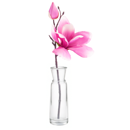 Ein Zweig künstlicher Magnolien, Magnolien für die Vase oder den Blumenstrauß, naturgetreu, rosa Blüte