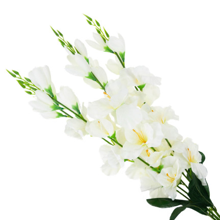 CV31140-1 STRAUSS GLADIOLEN 5 ZWEIGE SCHILF KÜNSTLICHE BLUMEN CREME ECRU