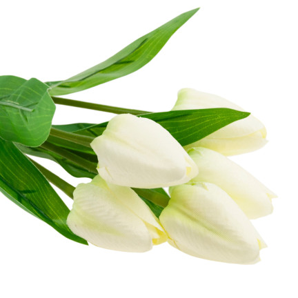 CV31225-1 TULPENSTRAUSS SCHÖN WIE LEBEN TULPEN WEISSE BLUMEN ECRU X5