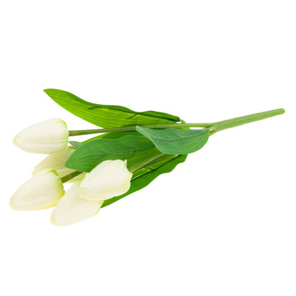 CV31225-1 TULPENSTRAUSS SCHÖN WIE LEBEN TULPEN WEISSE BLUMEN ECRU X5