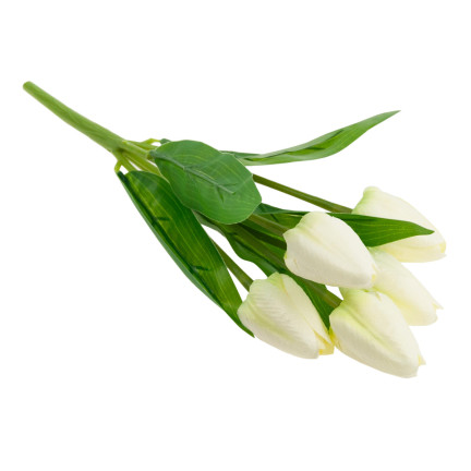 CV31225-1 TULPENSTRAUSS SCHÖN WIE LEBEN TULPEN WEISSE BLUMEN ECRU X5