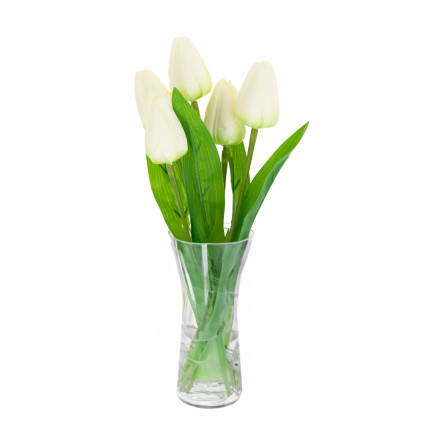 CV31225-1 TULPENSTRAUSS SCHÖN WIE LEBEN TULPEN WEISSE BLUMEN ECRU X5