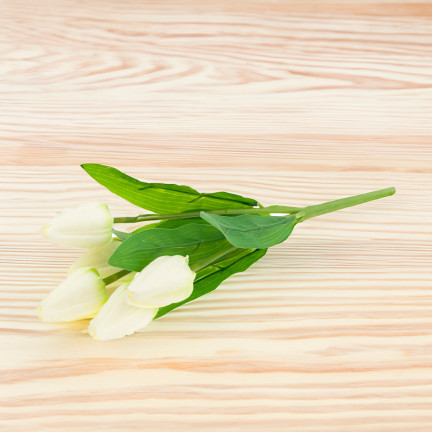 CV31225-1 TULPENSTRAUSS SCHÖN WIE LEBEN TULPEN WEISSE BLUMEN ECRU X5