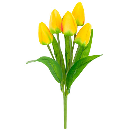 CV31225-2 Frothy TULIPS X5 YELLOW ARTIFICIAL TULIPS IN A BUNCH