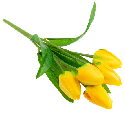CV31225-2 Frothy TULIPS X5 YELLOW ARTIFICIAL TULIPS IN A BUNCH