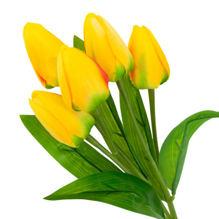 CV31225-2 Frothy TULIPS X5 YELLOW ARTIFICIAL TULIPS IN A BUNCH