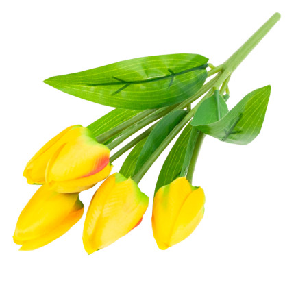 CV31225-2 Frothy TULIPS X5 YELLOW ARTIFICIAL TULIPS IN A BUNCH