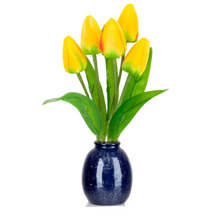 CV31225-2 Frothy TULIPS X5 YELLOW ARTIFICIAL TULIPS IN A BUNCH
