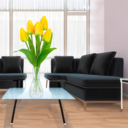 CV31225-2 Frothy TULIPS X5 YELLOW ARTIFICIAL TULIPS IN A BUNCH