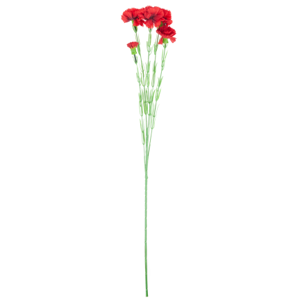 Nelkenzweig, Nelkensträußchen, Kunstblumen, naturgetreu, rot, 60 cm