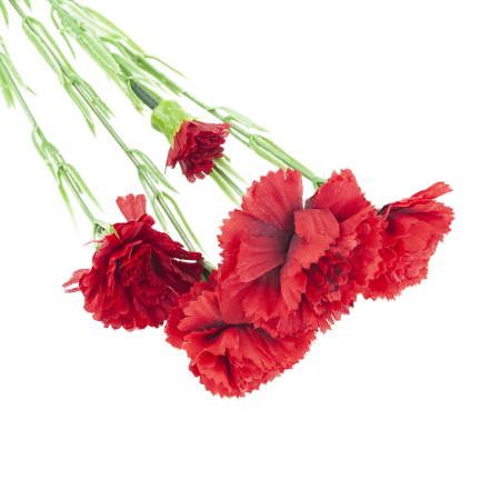 Nelkenzweig, Nelkensträußchen, Kunstblumen, naturgetreu, rot, 60 cm