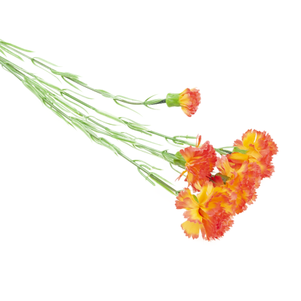 Nelkenzweig, Nelkensträußchen, Kunstblumen, naturgetreu, orange, 60 cm