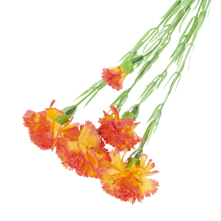 Nelkenzweig, Nelkensträußchen, Kunstblumen, naturgetreu, orange, 60 cm